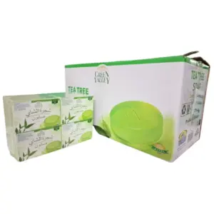 صورة كرتونة صابون الخير المنقي بخلاصة زيت شجرة الشاي الطبيعي وزن 90 جرام في عرض توفير يحتوي على 12 قطعة