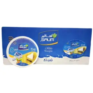 جبنة سالم مثلثات 8 قطع - كرتون جامبو 36 علبة - جبنة مطبوخة غنية بالكالسيوم وقابلة للفرد.